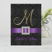 Invitation à un mariage initial en or noir pourpre (Debout devant)