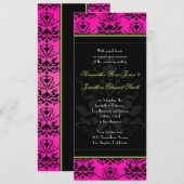 Invitation à un mariage mince, rose et noir (Devant / Derrière)