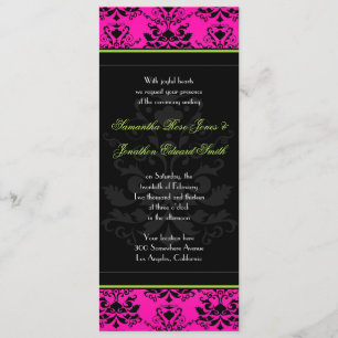 Invitation à un mariage mince, rose et noir