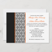 Invitation à un mariage noir blanc orange (Dos)