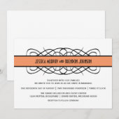 Invitation à un mariage orange déco (Devant / Derrière)