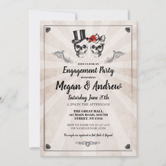 Invitation à un mariage pour la fête d'engagement (Devant)