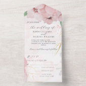 Invitation à un mariage rose anémone tout en un (À l'intérieur)