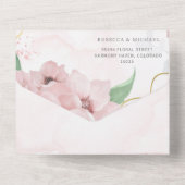 Invitation à un mariage rose anémone tout en un (Verso)