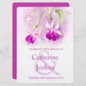 Invitation à un mariage rose pourpre avec l'aquare (Devant / Derrière)