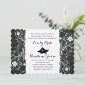 Invitation à un mariage rustique noir et blanc (Debout devant)