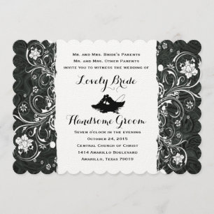 Invitation à un mariage rustique noir et blanc