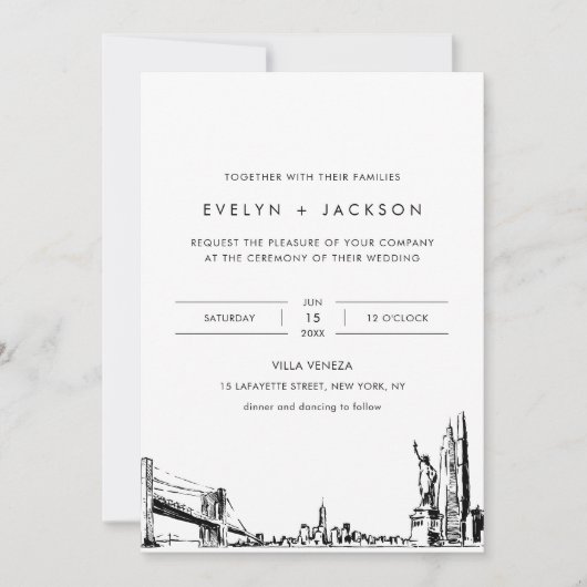Invitation à un mariage Skyline à New York avec ph (Devant)