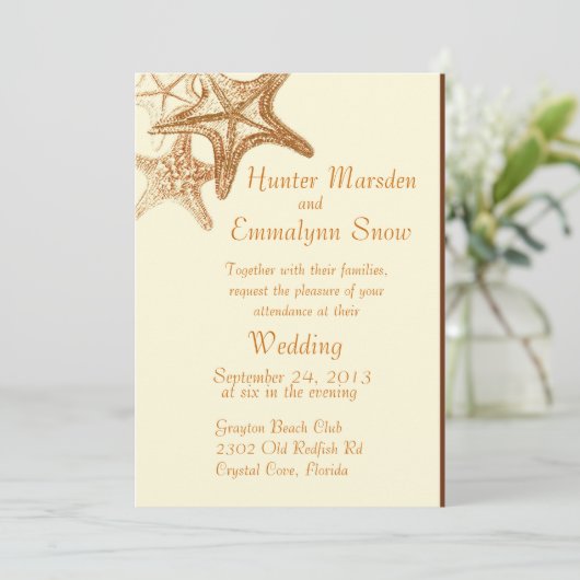 invitation à un mariage sur la plage de sable brun (Debout devant)