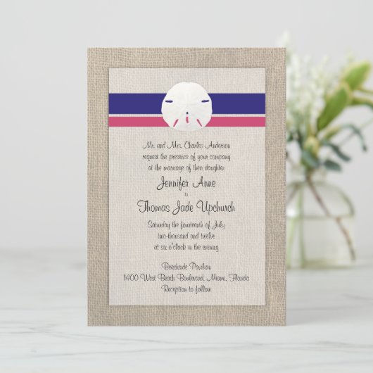 Invitation à un mariage sur la plage de sable Doll (Debout devant)