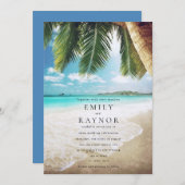 Invitation à un mariage sur la plage de Tropical I (Devant / Derrière)