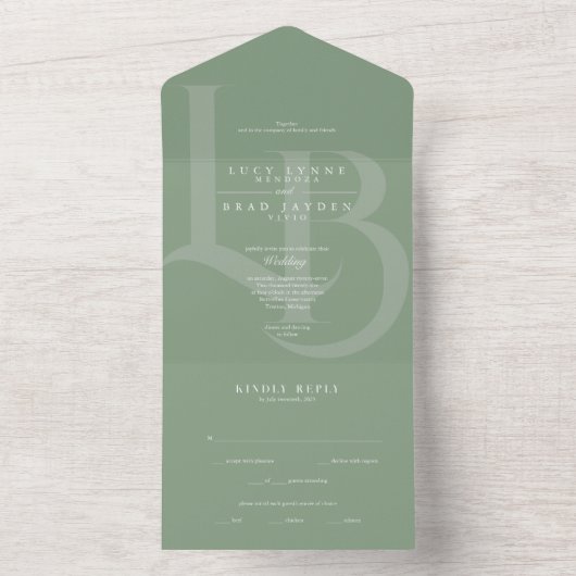 Invitation à un mariage tout-en-un de Sage moderne (À l'intérieur)