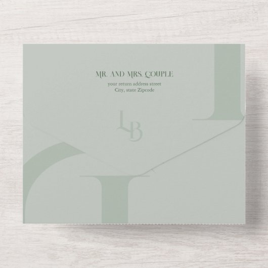 Invitation à un mariage tout-en-un de Sage moderne (Verso)