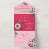 Invitation à un mariage tout-en-un rose magenta +  (À l'intérieur)