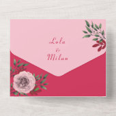 Invitation à un mariage tout-en-un rose magenta +  (Verso)