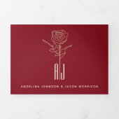 Invitation à un mariage triplé rouge et or (Page de couverture)