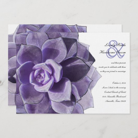 Invitation à un mariage victorien avec Lilac Layer (Devant / Derrière)