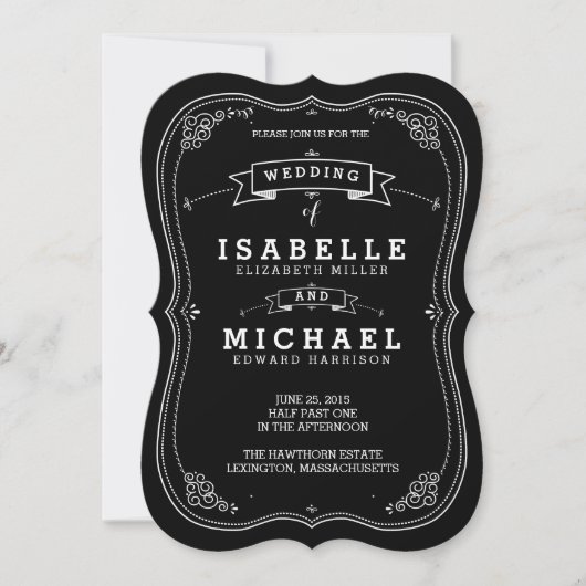Invitation à un mariage vintage Chalkboard (Devant)