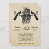 Invitation à un mariage vintage de trois monogramm (Devant / Derrière)