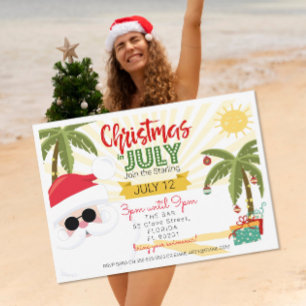 Invitation à un Noël en juillet, fête d'été amusan