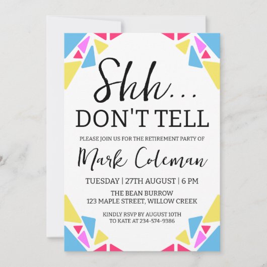 invitation à un parti de retraite surprise (Devant)