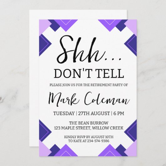 invitation à un parti de retraite surprise (Devant / Derrière)