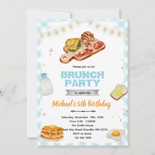 Invitation à un petit-déjeuner brunch pour un anni (Devant)