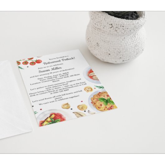 Invitation à un potluck pour une fête de retraite