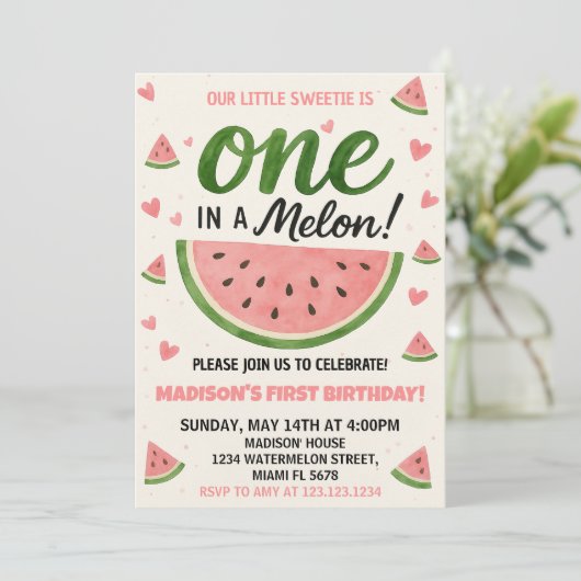 Invitation à un premier anniversaire dans un Melon (Debout devant)