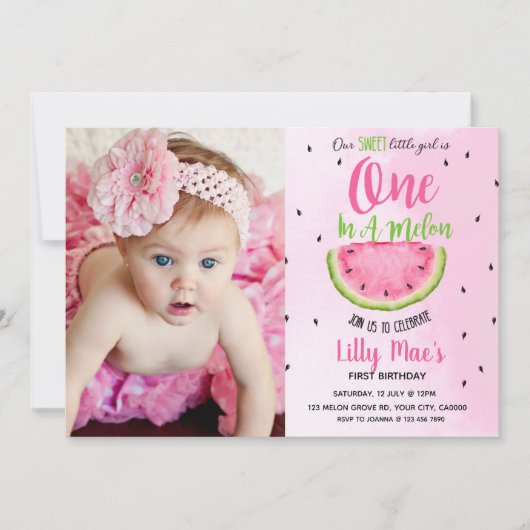 Invitation à un premier anniversaire dans un Melon (Devant)