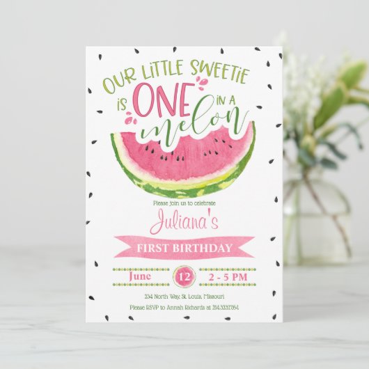 Invitation à un premier anniversaire dans un Melon (Debout devant)