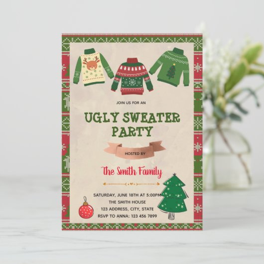 Invitation à un pull de Noël (Debout devant)