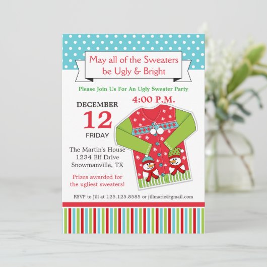 Invitation à un pull de Noël (Debout devant)