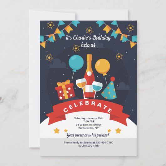 Invitation à un toast d'anniversaire (Devant)