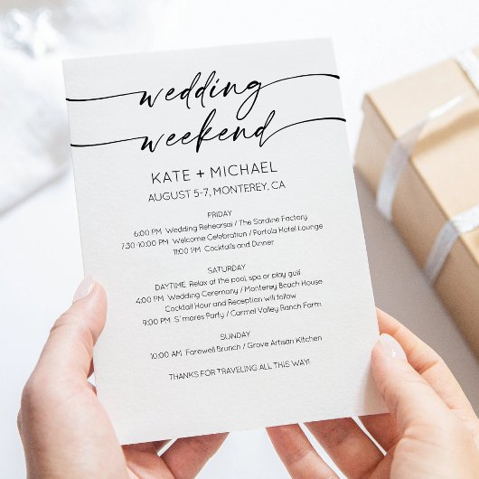 Invitation à un week-end de mariage élégant