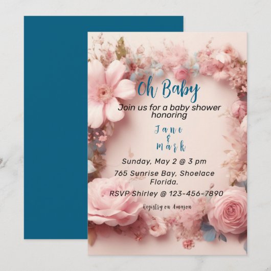 Invitation à une baby shower (Devant / Derrière)