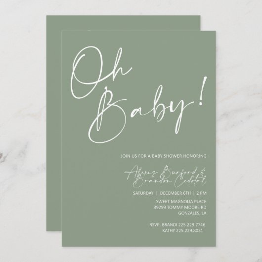 Invitation à une baby shower (Devant / Derrière)