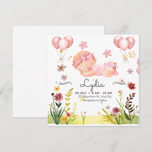 Invitation à une baby shower (Devant / Derrière)
