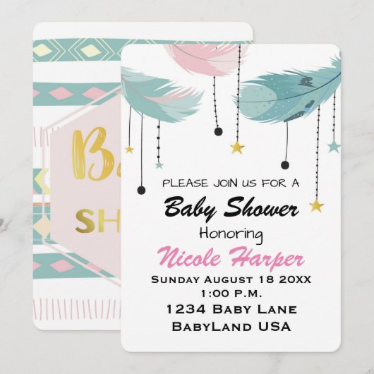 Invitation à une Baby Shower (Devant / Derrière)