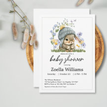 Invitation à une Baby Shower Adorable Petit Lapin