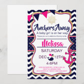 Invitation à une Baby Shower « Ancrez au loin bébé (Devant / Derrière)