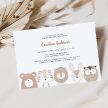 Invitation à une baby shower Animaux de la forêt