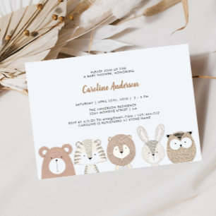 Invitation à une baby shower Animaux de la forêt