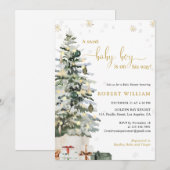 Invitation à une Baby Shower Arbre de Noël (Devant / Derrière)
