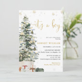Invitation à une Baby Shower Arbre de Noël (Debout devant)