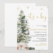 Invitation à une Baby Shower Arbre de Noël (Devant / Derrière)
