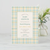 Invitation à une baby shower au motif pastel à car (Debout devant)