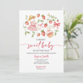 Invitation à une Baby Shower aux Fraises Bébé tout (Debout devant)