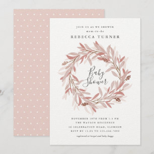 Invitation à une baby shower avec couronne rustiqu