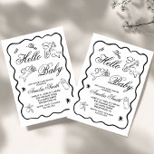 Invitation à une Baby Shower avec Cupidon et un bé